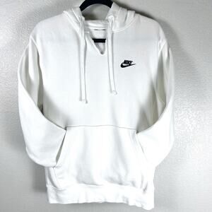 Nike Fleece Pullover Hoodie Distressed Streetwear VNeck Men's Womens White Small